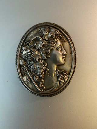 Henryk Winograd High Relief Repousse Bacchus Cameo Pin Pendant Sterling Silver