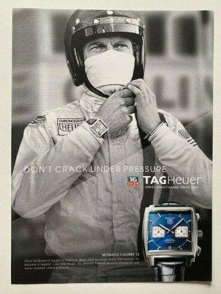Steve Mcqueen Tag Heuer Advertisement Monaco Calibre 12 Watch Print Ad