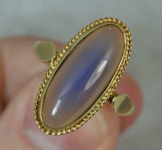 Vintage 14 Carat Gold And Moonstone Like Agate Solitaire Ring F0535