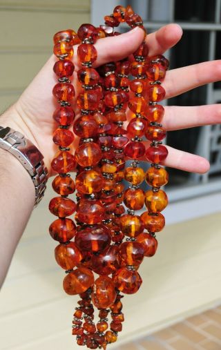Massive Vintage Natural Honey Baltic Amber Graduated Bead Necklace - 210 Grams