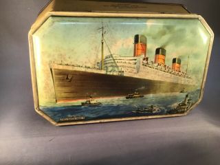 Antique Bensons Toffee Candy Metal Tin Rms Queen Mary Ocean Liner England 1930s