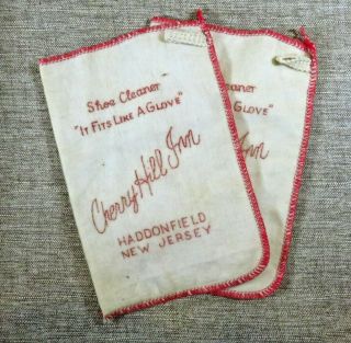 2 Vintage Cherry Hill Inn Guest Shoe Shiner Mit Cleaner Towel Haddonfield Nj
