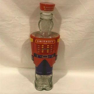 Smirnoff Vodka Glass Bottle Decanter Toy Soldier Nutcracker - Empty - 1998 Edtn