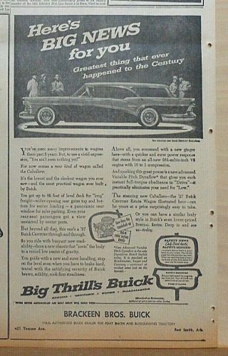 1957 Newspaper Ad For Buick - Century Caballero Station Wagon,  Lowest & Sleekest