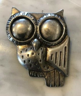 Vintage William Spratling Sterling Silver Taxco Mexico Owl Brooch Pin 33.  2g
