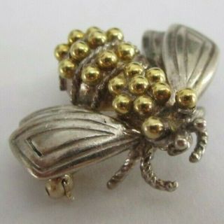 Vintage Tiffany & Co Sterling Silver Bumble Bee Insect W Gold Dots Pin Brooch