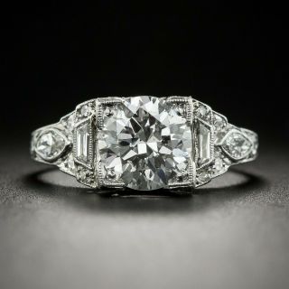 Vintage Art Ring Engagement Wedding Ring 14k White Gold 2.  3 Ct Round Cut Diamond