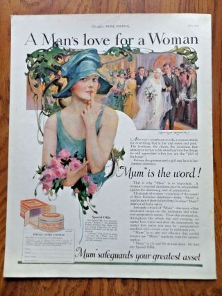 1925 Mum Deodorant Ad A Man 