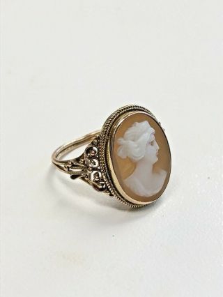 Victorian Vintage Red Shell Cameo Ring Size 5 In 14 K Pink Gold