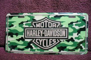 Harley Davidson Camo Garage Man Cave Auto Cycle License Plate Sign Accessory