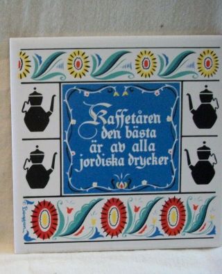 Vintage 1965 Berggren Ceramic Tile/trivet Kaffetaren
