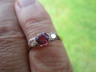 Stunning Art Deco 18 Ct Gold & Platinum Ruby And Diamond Trilogy Ring Quality