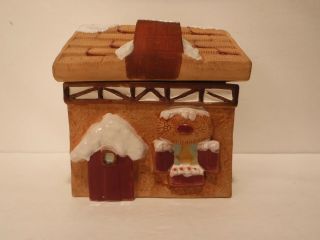 Collectible Gingerbread House Cookie Jar Snow Village Chimney Collectible 2