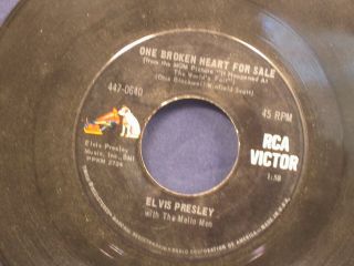 Elvis Presley " One Broken Heart " 45 Rpm Rca Victor447 - 0640 Dog On Side