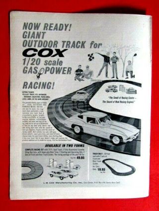 1964 Cox 1/20 Scale Gas Powered Model Racing Rare Print Ad 8.  5 X 11 " E