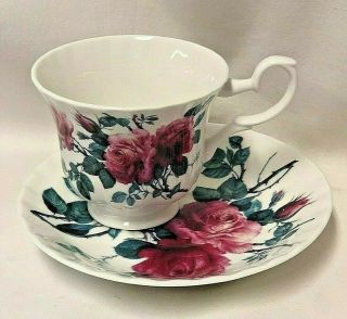Roy Kirkham Fine Bone China Tea Coffee Cup & Saucer 1992 English Rose England
