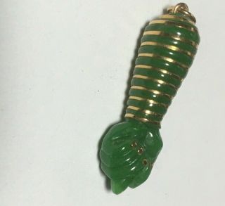 18k Gold Mid - Century Jade Figa,  1950 