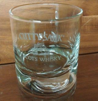Vintage Cutty Sark Scots Whiskey Glass Dimpled Base Schooner Logo