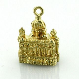 14k Gold St Peters Basilica Vatican Roma 3d Charm - Rome Italy