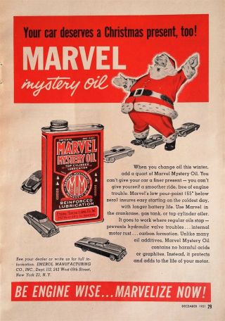 1951 Marvel Mystery Oil Santa Claus Christmas - Full Page Ad