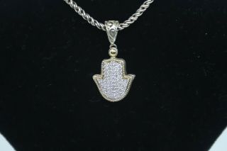 Effy Hamsa Sterling Silver With 18k Gold And Diamond Necklace