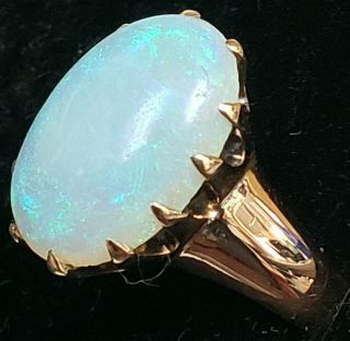 Victorian Stunning 14k Rose Gold 13x9.  8mm Oval Opal Soliatire Size 8.  5 Ring 1800