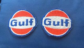 2 Old Gulf Oil & Gas Gasoline Embroidered Cloth Patch’s 2” Round