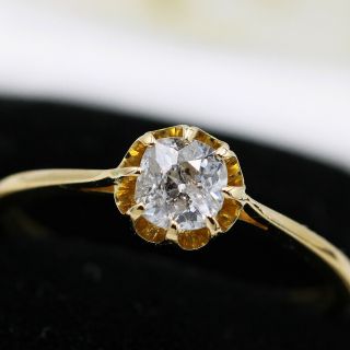 Vintage 18ct Yellow Gold,  0.  50ct Old Cushion Cut Diamond Ring