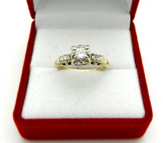 Vintage Art Deco 14k Yellow Gold Old Cut Diamond Engagement Ring Size 6.  5