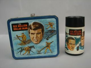 Vintage 1974 Six Million Dollar Man Metal Lunchbox With Thermos