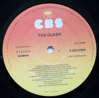 THE CLASH first LP UK FIRST PRESSING vinyl CBS EXC 2