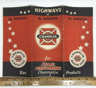 1936 Champlin Gasoline Oil South Dakota Road Map