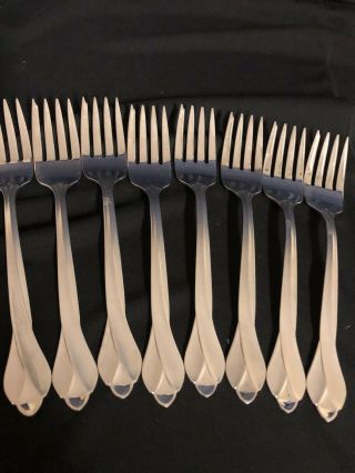 Oneida Satin Tribeca Eight Salad Forks 6 1/2”,  Very Good Pre - Owned