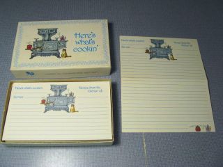 Vintage Current 26 Double Recipe Cards Cute Cat Old Stove Here 