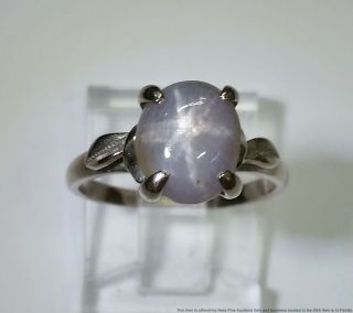 3.  80ct Natural Blue Star Sapphire 14k White Gold Vintage Ladies Ring Size 6