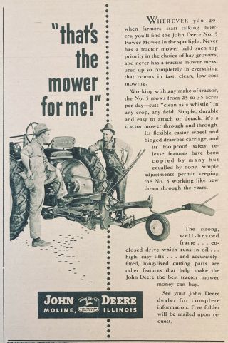 1947 Ad.  (xf15) John Deere Co.  Moline,  Ill.  John Deere No.  5 Power Mower