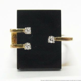 Vintage 14k Gold Onyx Diamond Ring Ladies Cool Midcentury Cubist Modernist