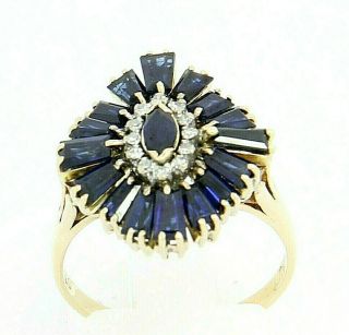 Vintage 14k Yellow Gold Ring With Sapphire And Diamond Size 7 Serialed