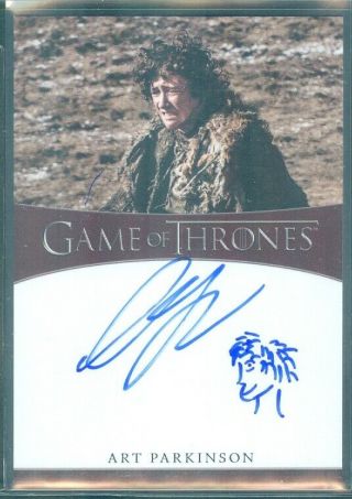 Game Of Thrones Complete Art Parkinson As Rickon Stark Inscription Auto Card