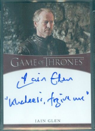 Game Of Thrones Complete Iain Glen As Ser Jorah Mormont Inscription Auto Card