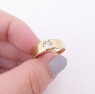 18ct Gold 33 Point Old Mine Cut Diamond Ring,  Gypsy Set Victorian Heavy