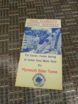 1963 Plymouth Baler Twine Advertising Pocket Reminder Booklet