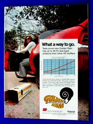 1969 Camaro 1970 Golden Ram Muffler Print Ad 8.  5 X 11 "