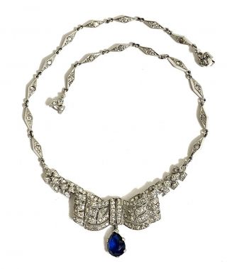Vintage Gorgeous Art Deco Rhinestone Alfred Phillipe Trifari Glass Necklace