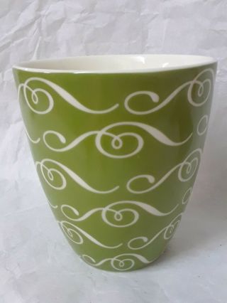 2010 Starbucks Green W/ White Design Coffee Tea Mug Cup - No Handle