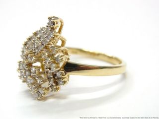 Vintage 1ctw Diamond 14k Gold Ring Ladies Floral Swirl Cluster Size 8 3