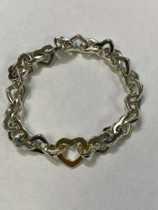 Tiffany & Co.  Open Heart Link Bracelet In 18k Gold & Sterling - Retired
