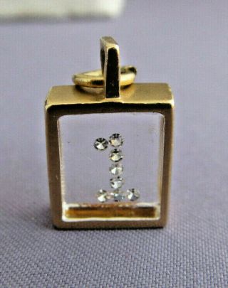 3d Vintage Incogem 14k Yellow Gold Cube Box Floating Diamonds 1 Charm Pendant