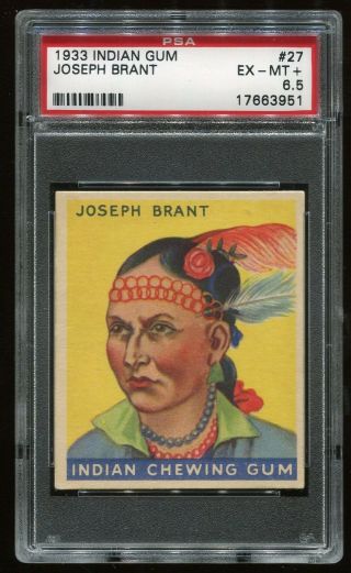 1933 Indian Gum 027 Joseph Brant (48 Blue) Psa 6.  5 Ex - Mt,  Cert 17663951