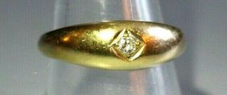 Vintage Heavy 9ct Gold Diamond Gypsy Ring.  Size S Stunning.